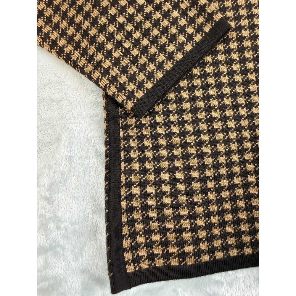 Pendleton Cardigan Womens XL Petite Brown Merino Wool Houndstooth Sweater - Picture 11 of 12